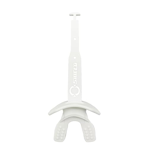 O Shield Striker Football Lip Guard with Permanent Strap | Football Lip Guard with Permanent Strap — Front Teeth, Lip, and Full Bite-Surface Coverage, No-Boil Ready Fit - color: White