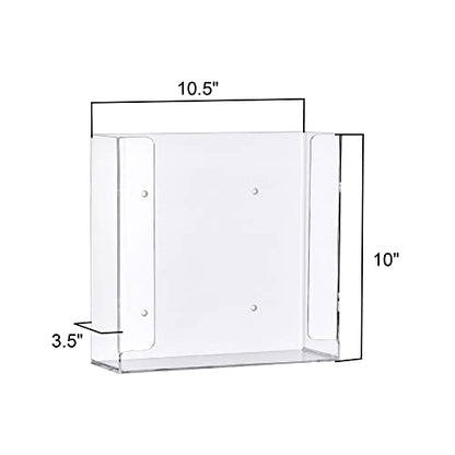 Acrylic Glove Box Holder, Wall-Mounted Glove Dispenser, Floating Glove Box Organizer, Medium Size (for 2 Boxes), 10.5" W x 10.0" H x 3.5" D (Mounting Hardware Included) - size: Medium (for 2 Boxes)