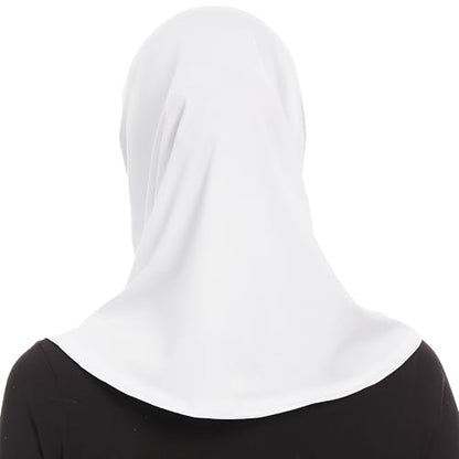 Plain Ready To Wear Amira Hijab for Women - Muslim Instant Amira Jersey Scarf – Soft Muslim One Piece Instant Hijab Headscarf - color: White