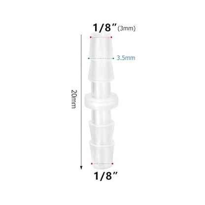 Quickun Plastic Hose Barb Fitting, 1/8" x 1/8" Barbed Splicer Mender Joint Adapter Union Fitting (Pack of 5) - size: 1/8 Inch