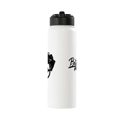 Bite Me Fishing Hook Funny Angler Fish Graphic Stainless Steel Insulated Water Bottle - color: White