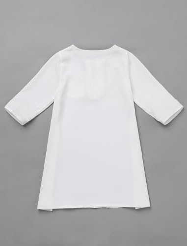 ODASDO Muslim Baby Boys Abaya Robe with Head Scarf Toddler Kids Newborn Prayer Outfit Islamic Clothing - color: White, size: 0-3 Months