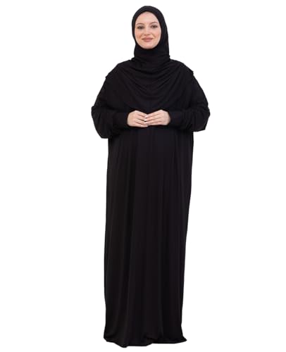 Prien Prayer Dress For Women, Cotton Muslim Abaya, Soft Hijab, Elegant Turkish Islamic Wear For Eid, Ramadan, Umrah, Hajj - color: Black