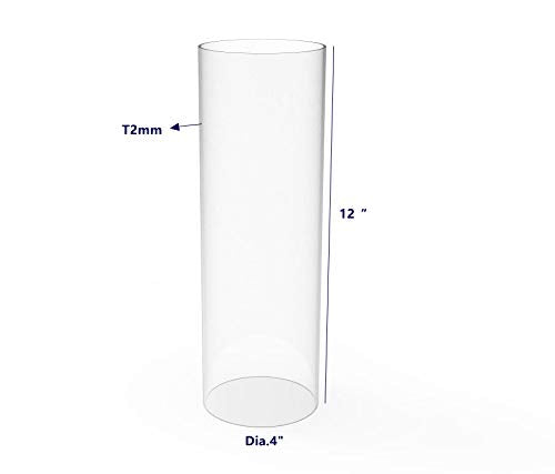 FixtureDisplays® Clear Acrylic Tube 4" (Nominal) Diameter (3.937" Exact Outside dim) x 12" Long, 5/64" (2mm) Wall Open Ended 15139-12"-4PK-NPF - size: 4" Dia X 12" 4PK