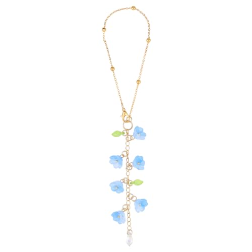 Blue Lily of The Valley Flower Car Hanging Ornament Sun Catcher Rearview Mirror Charm with Glass Pendant Cute Ornament Gift Hanging Accessories for Bag Window Car Mirror Garden - color: Blue