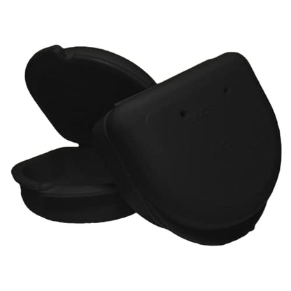 Dental Retainer Cases with Vent Holes, Black, 2 Ct | High-Impact Durable Plastic, Write on ID Labels, 1-1/4" Depth, Stores Retainers, Aligners, Mouthguards, and Night Guards - color: Black