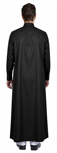 HOMELEX Men's Muslim Clothes Thobe Middle East Kaftan Saudi Arab Caftans Islamic Abaya Dress Dubai Robes - color: Black-2, size: XX-Large