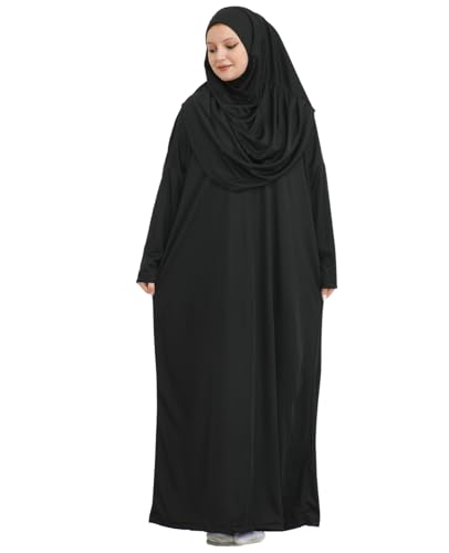 Prien Muslim Dress For Women With Hijab, Abaya, Instant Prayer Clothes Set, Islamic Wear, Dubai Kaftan Jilbab Burqa - color: Black, size: X-Small-XX-Large