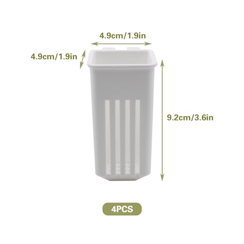 4 PCS Aquarium Plant Holder, White Wall Mounted Basket for Fish Tank Aquaponic Plant Cultivation and Landscape Decoration, 1.97 x 1.77 x 3.74 Inch
