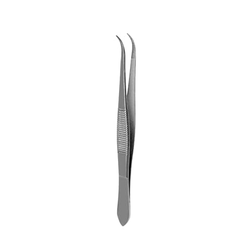 Splinter Forceps - Fine Point - Tweezers Stainless Steel Straight & Curved (Curved 4.50") - size: Curved 4.50"