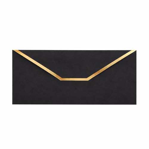 Money Envelopes – V-Flap Foil Border Luxury Gifting Money Envelopes (3" x 7") – Perfect for Weddings, Invitations, Baby Showers, Photos, Graduations, and Birthdays (Black) - color: Black