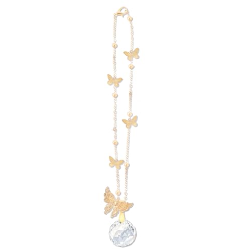Butterfly Rearview Mirror Hanging Accessories - Gold Cute Car Charm for Rear View Mirrors Crystal Suncatchers Pendant Ornament Auto Interior Decor Lucky Aesthetic Birthday Gifts for Women - style: Butterfly