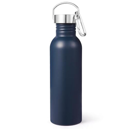 Volhoply 26oz Uninsulated Single Walled Water Bottle, Stainless Steel Reusable Water Bottles with Handle & Carabiner, BPA Free Wide Mouth Water Bottles for Gym Sports Camping（Navy,1） - color: Navy