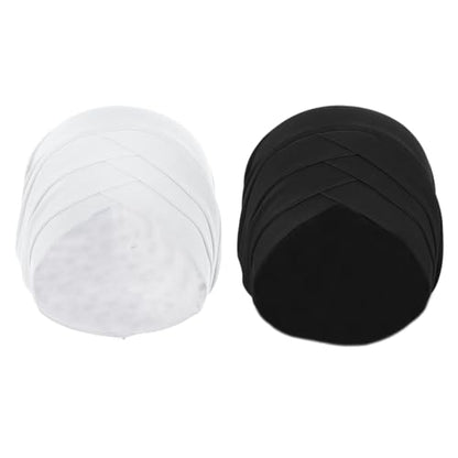 PURFUN 2 Pcs Muslim Inner Hijab Caps Women Girls Stretchy Breathable Full Cover Undercap Tube Bonnet Under Scarf Hats Beanie - color: Black+white/2pcs