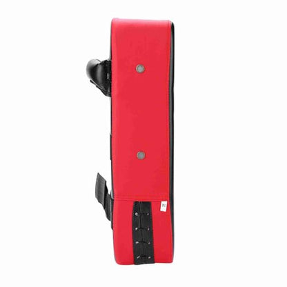 Ejoyous Kicking Pad Taekwondo Boxing Kicking Curve Pad Foot Target Kick Strike PU Leather Grip Bar Compression Band Metal Rings Hook Loop for Training - color: Red