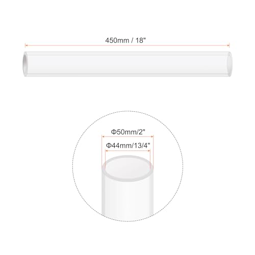 18" Clear Plastic Rigid Pipe 44mm ID x 50mm OD (1 3/4" ID x 2" OD) Acrylic Round Tubing, [for Plumbing, Hydraulics, Aquarium] - size: 1.75" x 2"