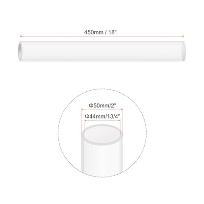 18" Clear Plastic Rigid Pipe 44mm ID x 50mm OD (1 3/4" ID x 2" OD) Acrylic Round Tubing, [for Plumbing, Hydraulics, Aquarium] - size: 1.75" x 2"