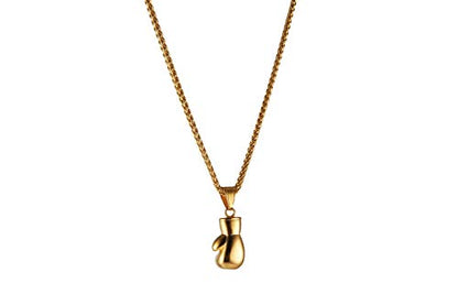 HZMAN Men Women Punk Stainless Steel Boxing Glove Chain Pendant Necklace - color: Gold