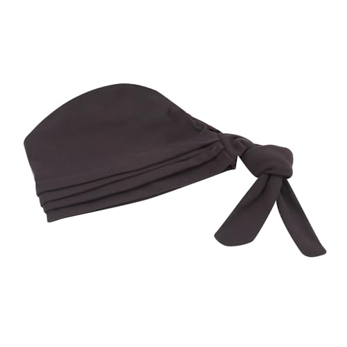 Suillty Women's Pre-Tied Muslim Hijab Bonnet Pleated Ruffle Turban Chemo Cap Underscarf Islamic Headwear - color: Coffee