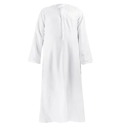 Boys Abaya Kaftan White Kids Thobe Muslim Prayer Clothes Dress Long Sleeve Kids Robe Thobe