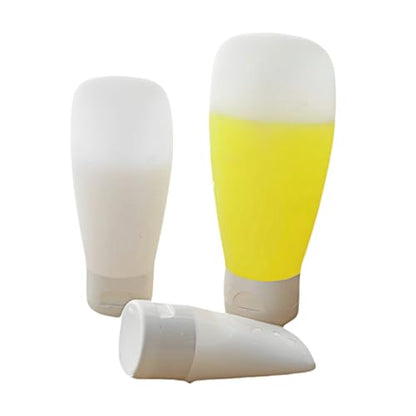 Chinshwehaw Portable Travel Bottles Set, Silicone Squeeze Containers, White, 3-Pack (30ml, 60ml, 100ml), Leakproof, Wide Mouth Design, BPA-Free, TSA Approved for Toiletries, Shampoo, Lotion (White)