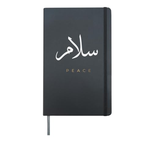 Arabic Calligraphy Peace Salam Hardcover Journal, Black