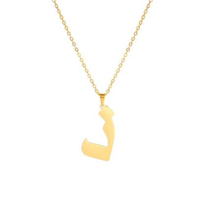 Stainless Steel Arabic Letter 'Alif' Pendant Necklace, Unisex Initial Jewelry - color: Style 09, size: Gold Color