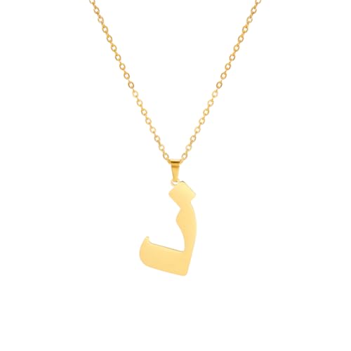 Stainless Steel Arabic Letter 'Alif' Pendant Necklace, Unisex Initial Jewelry - color: Style 09, size: Steel Color