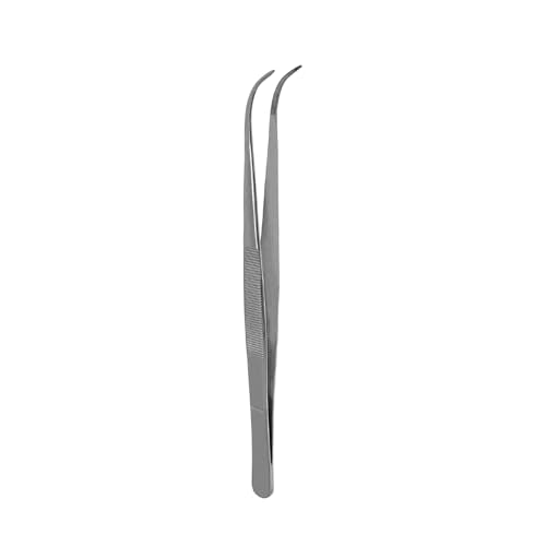 Splinter Forceps - Fine Point - Tweezers Stainless Steel Straight & Curved (Curved 6") - size: Curved 6"