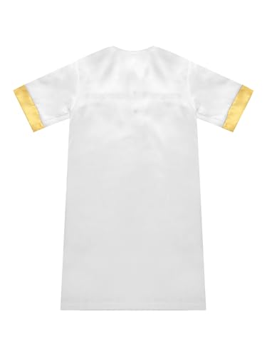 JEATHA Infant Traditional Crew Neck Button Down Middle Eastern Thobe Kaftan Outfit for Ramadan Eid Prayer Occasions - color: White, size: 5T