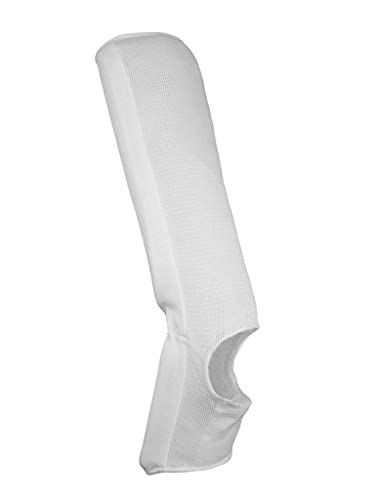 Ultimate - Cloth Shin Instep Guard for Karate TKD MMA Kickboxing Combat Training - color: White, size: X-Large