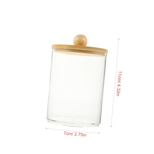 Luxshiny 2pcs Acrylic Makeup Storage Tank Bamboo Lid Tip Holder for Cotton Swabs Toothpicks