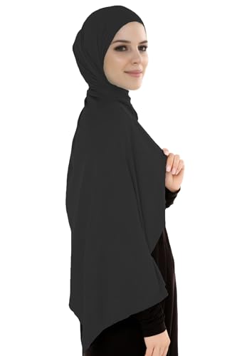 Lina & Lily Breathable Premium Modal Woven Hijab Head Scarf Shawl Wrap for Muslim Women Lightweight - color: Black
