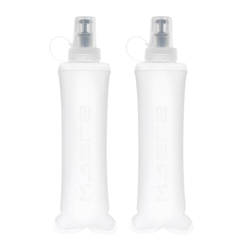 WRELS TPU Collapsible Soft Flask,Lightweight PBA Free Folding Running Water Bottles,Leakproof Durable Hydration Flask for Outdoors (250ml/8.45oz-2 Packs-White) - color: 250ml/8.45oz-2 Packs-White