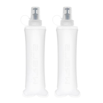 WRELS TPU Collapsible Soft Flask,Lightweight PBA Free Folding Running Water Bottles,Leakproof Durable Hydration Flask for Outdoors (250ml/8.45oz-2 Packs-White) - color: 250ml/8.45oz-2 Packs-White