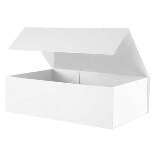 Large White Gift Box with Magnetic Lid 13.5x9x4.1 Inch - color: White, size: 1 Count (pack of 1)