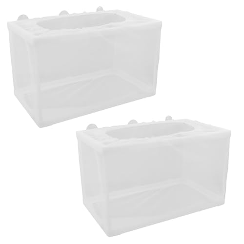 MY MIRONEY 2PCS 10.24" x 5.91" x 5.91" Fish Tank Breeder, White | Nylon Fish Incubator Mesh Box Aquarium Fish Fry Hatchery Breeder with Suction Cups - style: 10.24" x 5.91" x 5.91"; White; without Divider