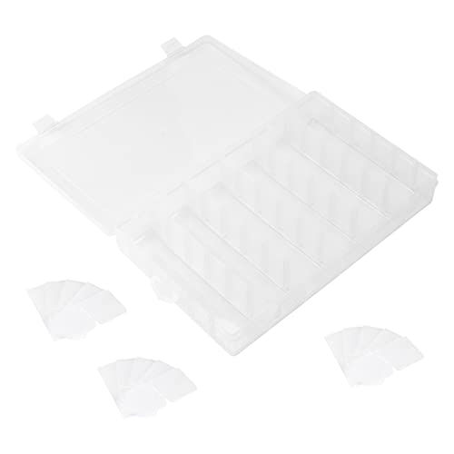 6 Pack 36 Grids Plastic Bead Organizer Box with Dividers and 600 PCS Label Stickers, Clear Small Tackle Box Part for Craft and Bead Storage