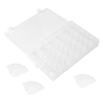 6 Pack 36 Grids Plastic Bead Organizer Box with Dividers and 600 PCS Label Stickers, Clear Small Tackle Box Part for Craft and Bead Storage