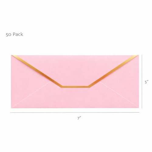 Money Envelopes – V-Flap Foil Border Luxury Gifting Money Envelopes (3" x 7") – Perfect for Weddings, Invitations, Baby Showers, Photos, Graduations, and Birthdays (Pink) - color: Pink