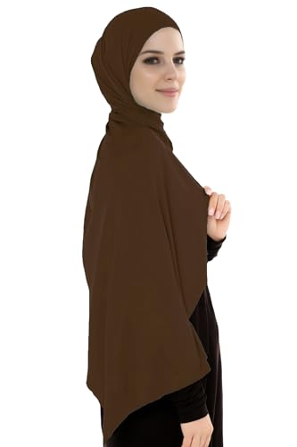 Lina & Lily Breathable Premium Modal Woven Hijab Head Scarf Shawl Wrap for Muslim Women Lightweight - color: Dark Brown