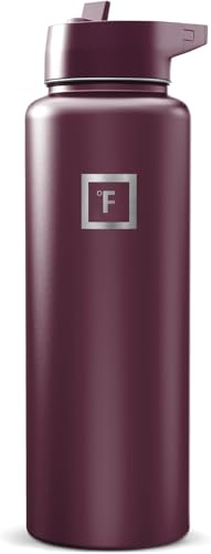 IRON °FLASK 40 oz Wide Mouth Water Bottle with Straw - color: Burgundy, style: Straw - 40 Oz (1 Lid)