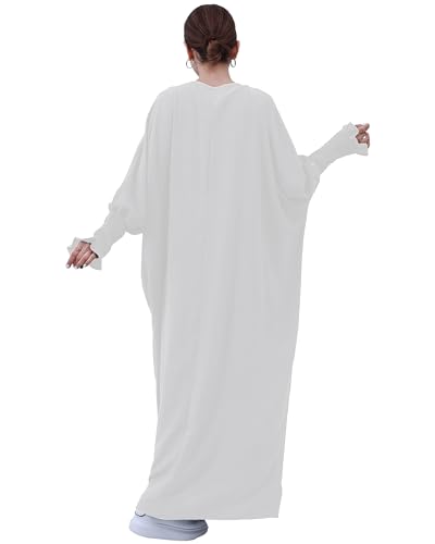Muslim Prayer Abaya Islamic Women's Khimar Pure Color Hijab Dress Long Sleeve Dubai Kaftan - color: White