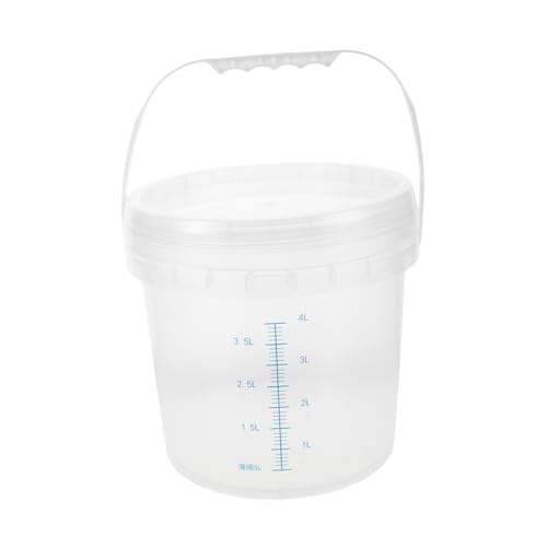 Clear Plastic Bucket with Lid: 5l Thickened Measuring Pail for Accurate Liquid Measurement - Handheld Bucket for Kitchen and Laboratory