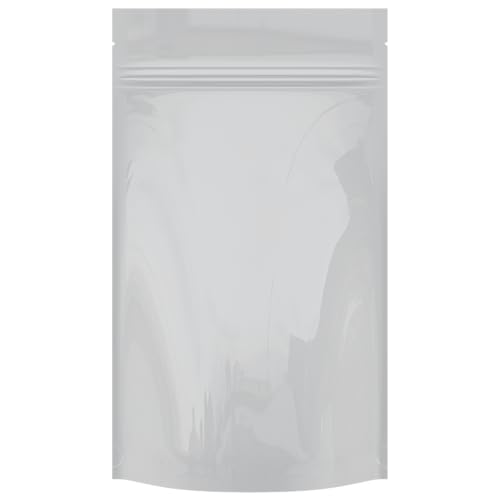 Mylar Style Barrier Bags – Zipper w/Heat Seal – 100 Bags (Gloss White/Gloss White, 1/2 Ounce - 5?x8.14?x2.33?) - color: Gloss White / Gloss White, size: 5x8.14x2.33 Inch (Pack of 100)