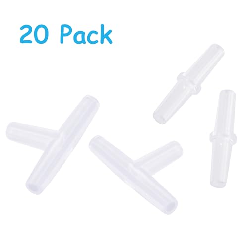 Pawfly 20 Pack Aquarium Air Valve Connector White Plastic Inline Tubing, 3-Way T & Straight - color: 2 Kinds(20 Pack)