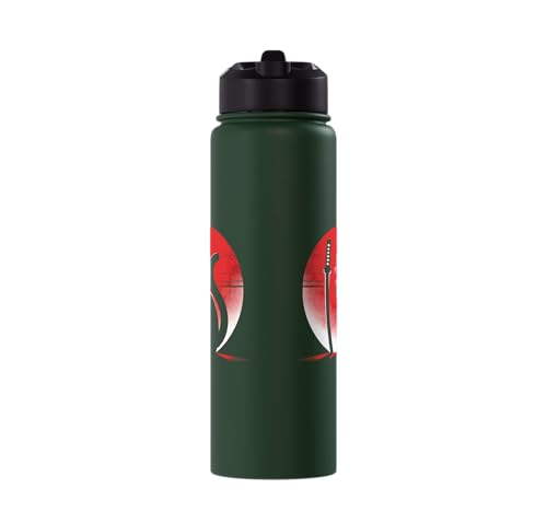 Japanese Cats Lovers Retro Cool Fighting Ninja Cat Fighter Stainless Steel Insulated Water Bottle - color: Dark Green