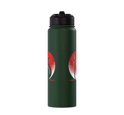 Japanese Cats Lovers Retro Cool Fighting Ninja Cat Fighter Stainless Steel Insulated Water Bottle - color: Dark Green
