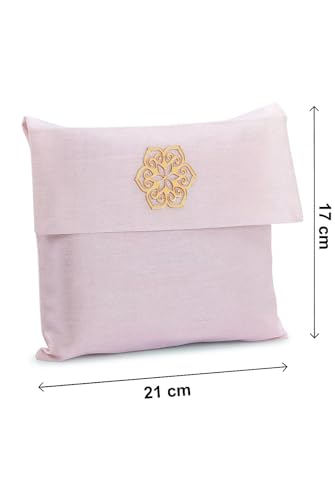 ihvan online Muslim Prayer Rug with 99 Beads Tasbih & Travel Bag, Soft Taffeta Sajadah, Lightweight & Foldable Janamaz, Portable Prayer Mat, Islamic Gift for Eid, Ramadan, Hajj & Umrah, Dusty Pink - color: Dusty Pink