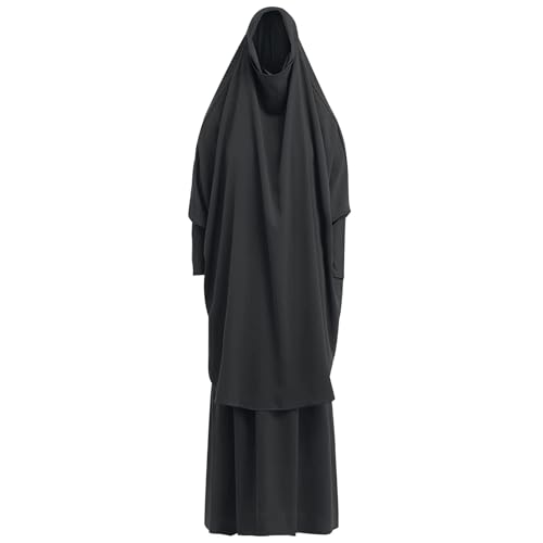 zhxinashu Prayer Clothes for Muslim Women, 2 Pcs Jilbab for Muslim Women,Islamic Dress Abaya and Hijab set - color: Style A,black